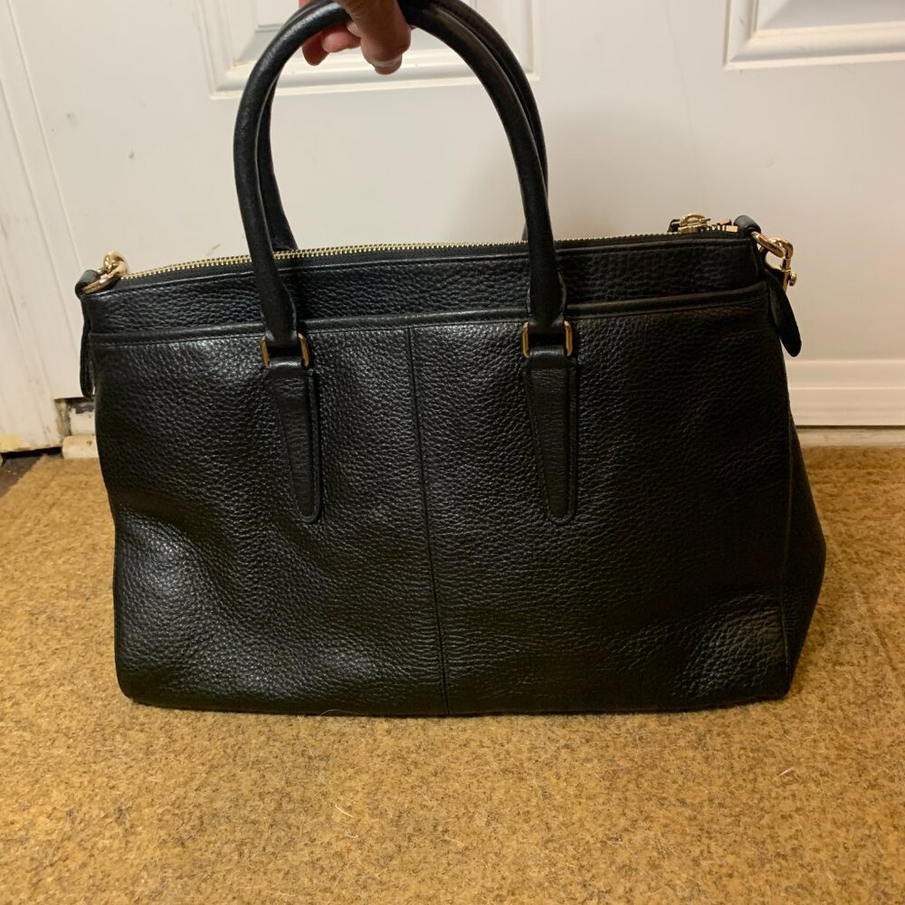 Coach Morgan Black Pebbled Leather Top Handle Satchel Bag Purse Retail $498.00 - Picture 9 of 12